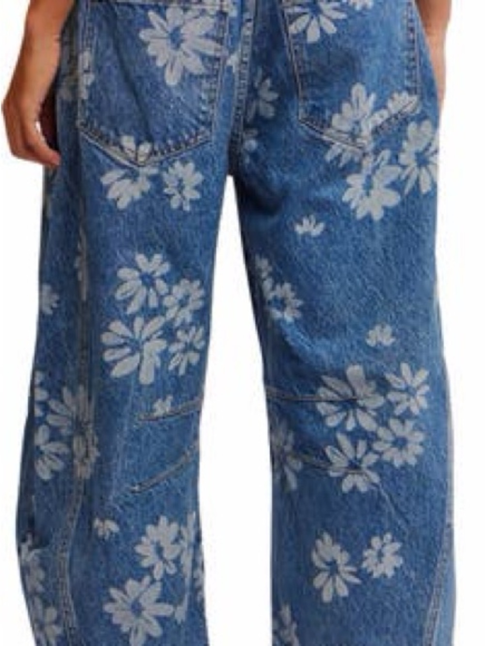 We the Free - Good Luck Floral Print Barrel Jeans Size 30 EUC - Picture 2 of 8